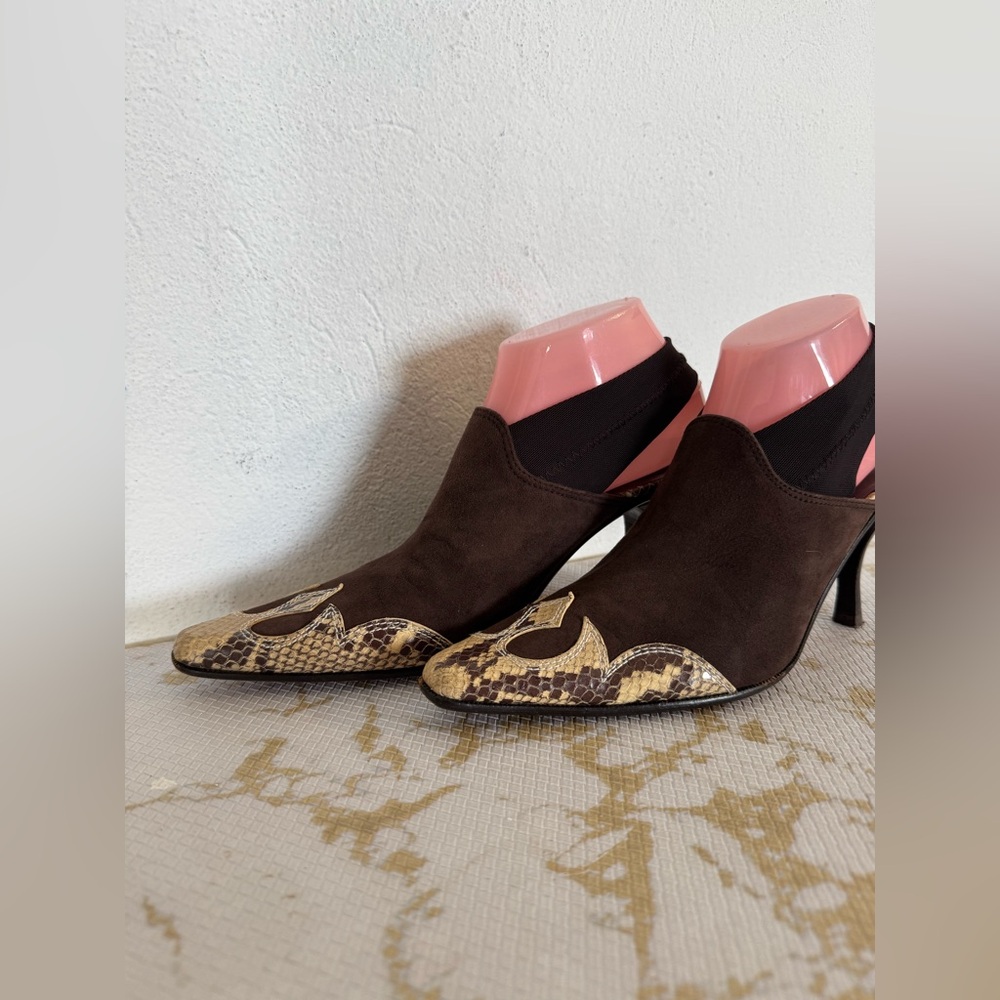 🔥🔥FINAL CLEARENCE🔥🔥 DONALD J PLINER Brown Suede Leather Snake Print Shoes - Picture 3 of 8